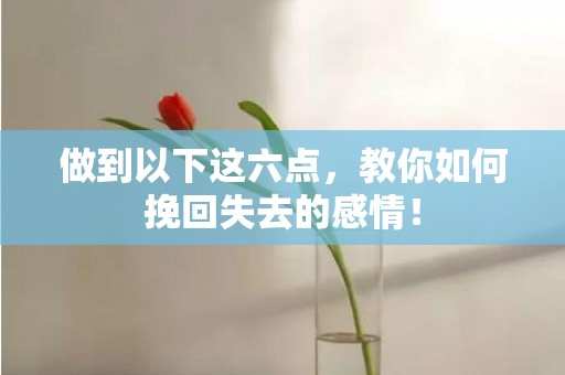 做到以下这六点，教你如何挽回失去的感情！