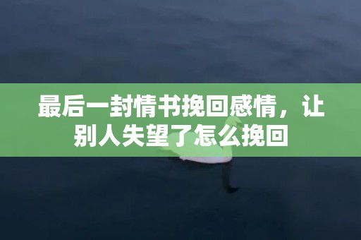 最后一封情书挽回感情，让别人失望了怎么挽回