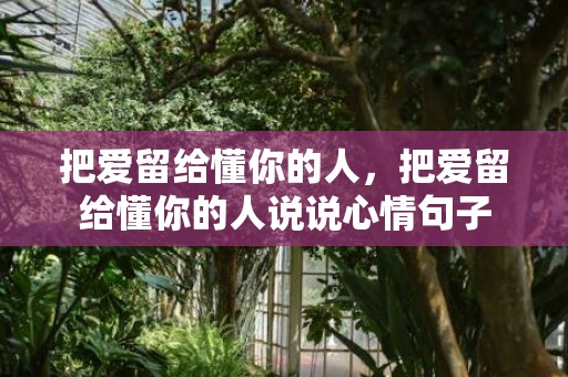把爱留给懂你的人，把爱留给懂你的人说说心情句子