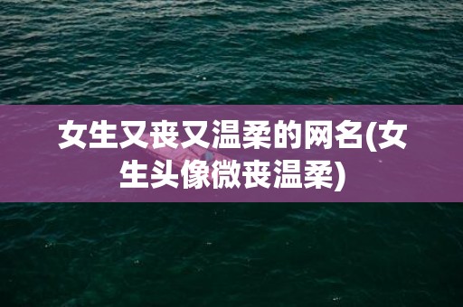 女生又丧又温柔的网名(女生头像微丧温柔)