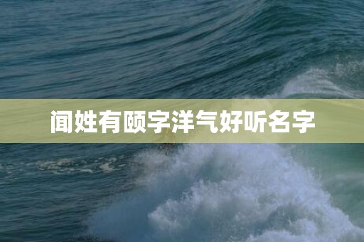 闻姓有颐字洋气好听名字