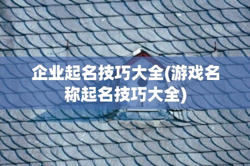 企业起名技巧大全(游戏名称起名技巧大全)