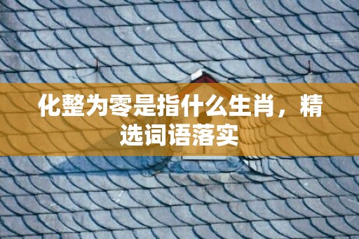 化整为零是指什么生肖，精选词语落实