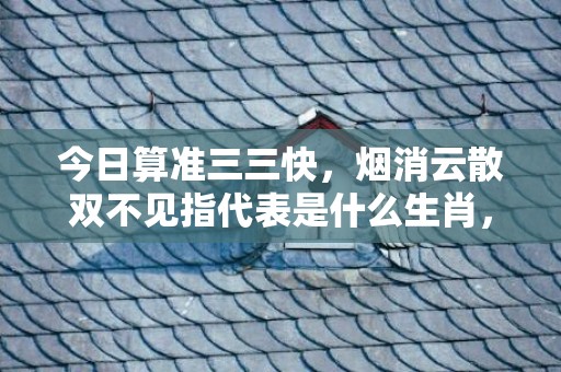 今日算准三三快，烟消云散双不见指代表是什么生肖，全面解答落实