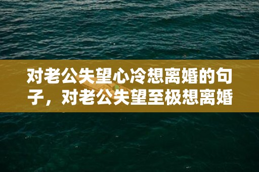 对老公失望心冷想离婚的句子，对老公失望至极想离婚的句子