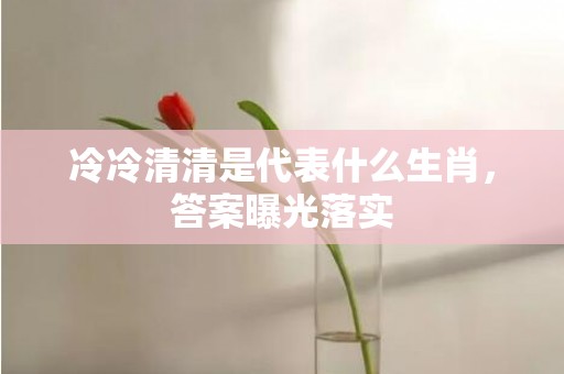 冷冷清清是代表什么生肖，答案曝光落实