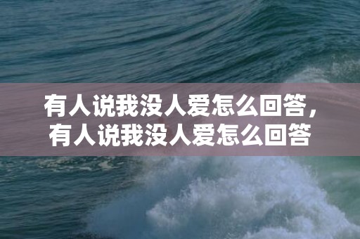 有人说我没人爱怎么回答，有人说我没人爱怎么回答