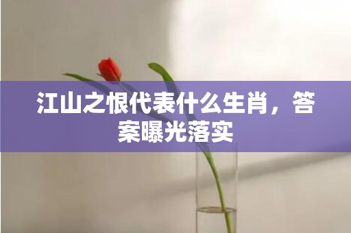 江山之恨代表什么生肖，答案曝光落实