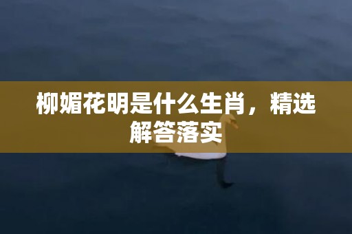 柳媚花明是什么生肖，精选解答落实