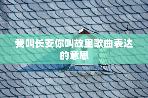 我叫长安你叫故里歌曲表达的意思
