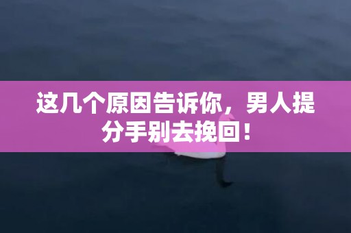 这几个原因告诉你，男人提分手别去挽回！