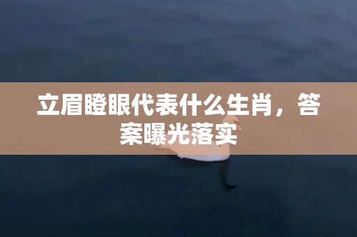 立眉瞪眼代表什么生肖，答案曝光落实