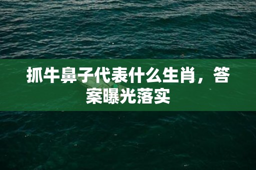 抓牛鼻子代表什么生肖，答案曝光落实