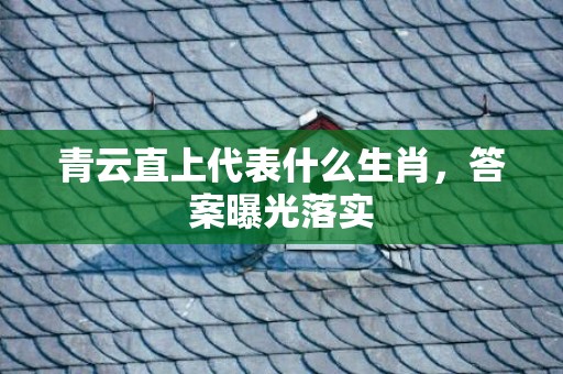 青云直上代表什么生肖，答案曝光落实