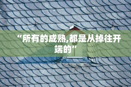 “所有的成熟,都是从掉往开端的”