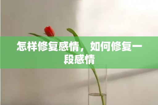 怎样修复感情，如何修复一段感情