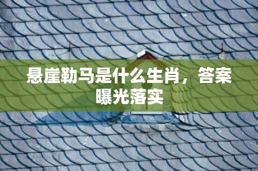 悬崖勒马是什么生肖，答案曝光落实