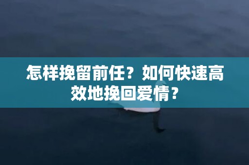 怎样挽留前任？如何快速高效地挽回爱情？