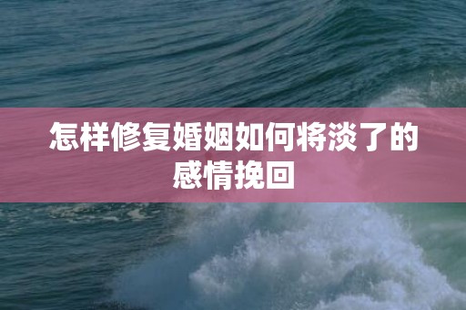 怎样修复婚姻如何将淡了的感情挽回