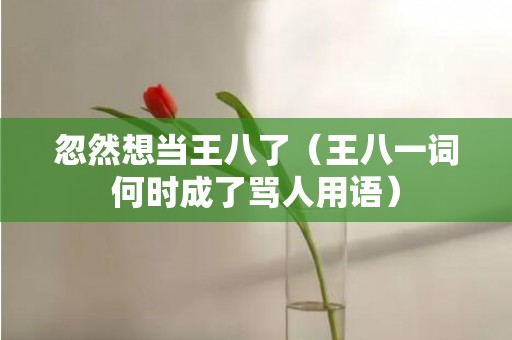 忽然想当王八了（王八一词何时成了骂人用语）