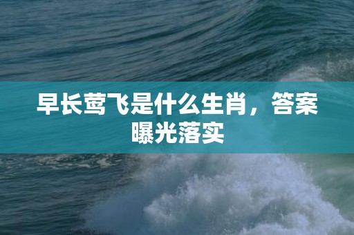 早长莺飞是什么生肖，答案曝光落实插图