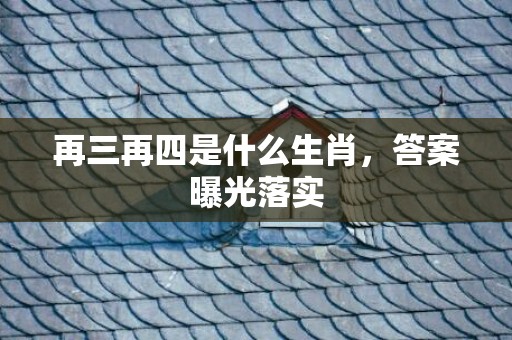 再三再四是什么生肖，答案曝光落实