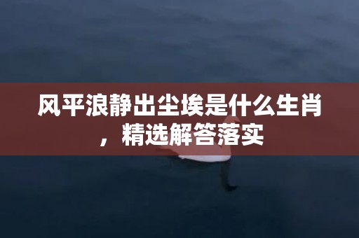 风平浪静出尘埃是什么生肖，精选解答落实