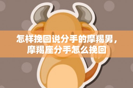 怎样挽回说分手的摩羯男，摩羯座分手怎么挽回
