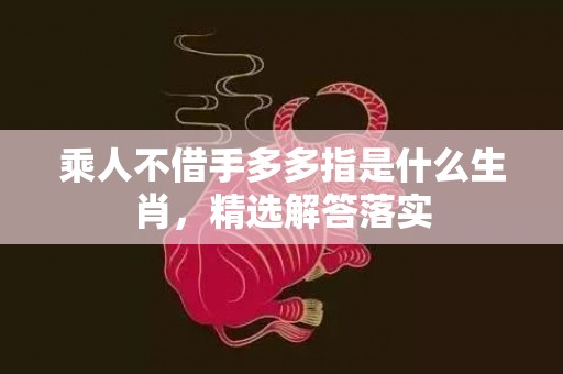 乘人不借手多多指是什么生肖，精选解答落实