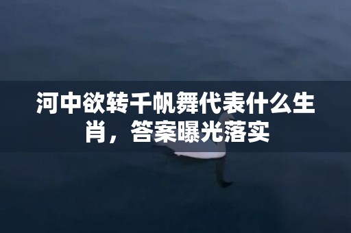 河中欲转千帆舞代表什么生肖，答案曝光落实