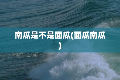 南瓜是不是面瓜(面瓜南瓜)