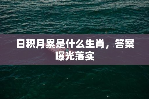 日积月累是什么生肖，答案曝光落实