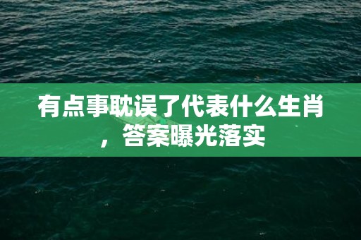 有点事耽误了代表什么生肖，答案曝光落实