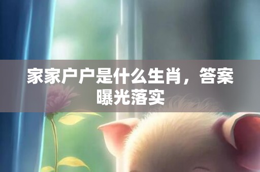 家家户户是什么生肖，答案曝光落实