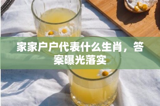 家家户户代表什么生肖，答案曝光落实