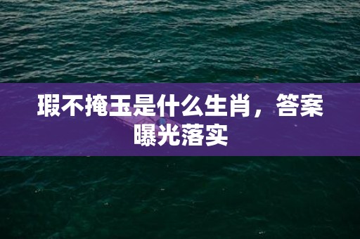 瑕不掩玉是什么生肖，答案曝光落实