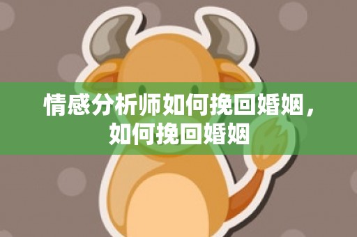 情感分析师如何挽回婚姻，如何挽回婚姻