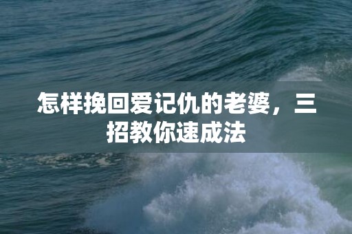 怎样挽回爱记仇的老婆，三招教你速成法