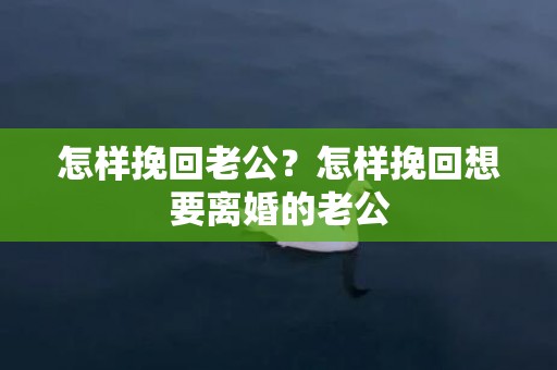 怎样挽回老公？怎样挽回想要离婚的老公