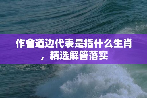 作舍道边代表是指什么生肖，精选解答落实