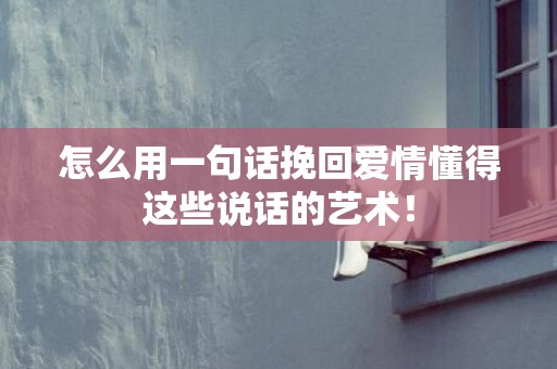 怎么用一句话挽回爱情懂得这些说话的艺术！