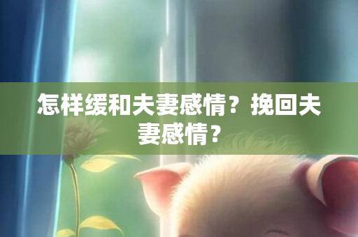 怎样缓和夫妻感情？挽回夫妻感情？