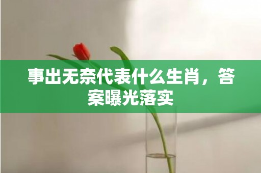 事出无奈代表什么生肖，答案曝光落实