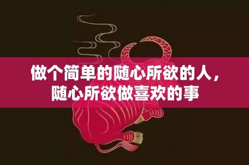 做个简单的随心所欲的人，随心所欲做喜欢的事