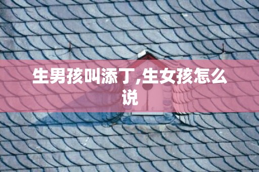 生男孩叫添丁,生女孩怎么说