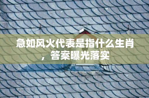 急如风火代表是指什么生肖，答案曝光落实