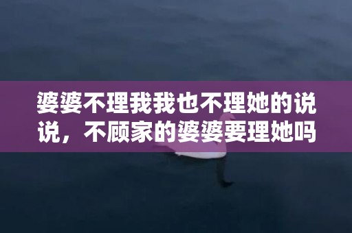 婆婆不理我我也不理她的说说，不顾家的婆婆要理她吗