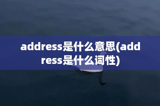 address是什么意思(address是什么词性)