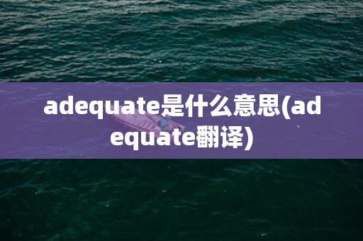 adequate是什么意思(adequate翻译)