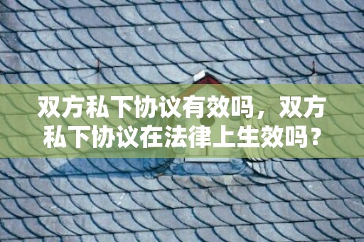 双方私下协议有效吗，双方私下协议在法律上生效吗？ 协议离婚法律有效吗